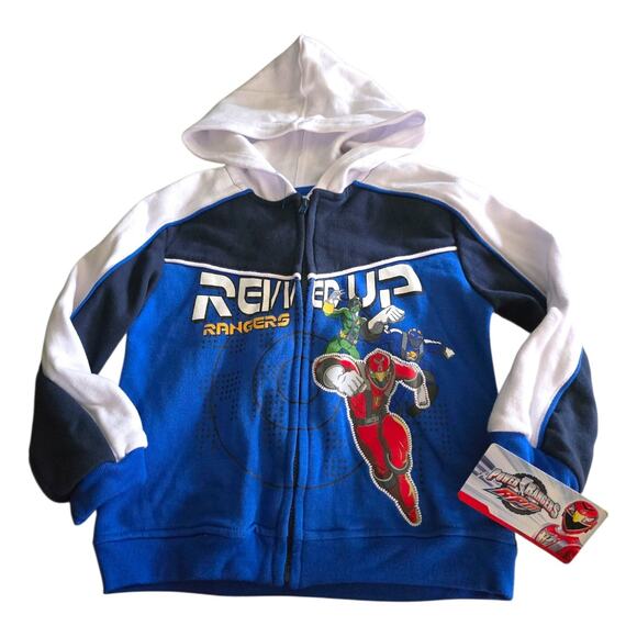 Vintage Power Rangers RPM Zip Up Hoodie Sweater SZ 4T Revved Up Rangers MMPR NOS - Picture 1 of 6